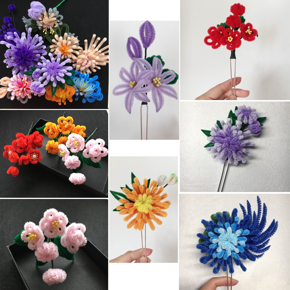 Lucia crafts 50/100 stk chenille stilke piberensere børns pædagogisk legetøj plysstick diy art craft  l0209