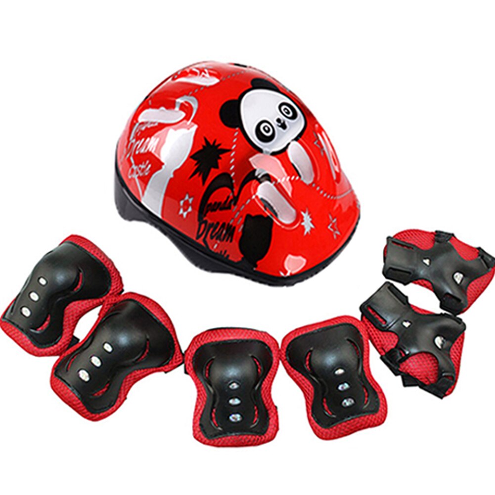 Elleboog Sport Outdoor Fietsen Helm Protector Set Rolschaatsen Rijden Pols Knie Veiligheid Verstelbare 7 Stks/set Safeguard Voor Kids: red