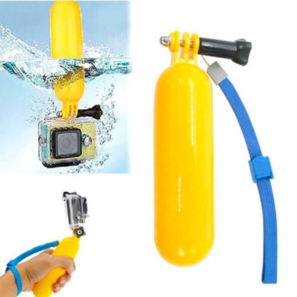 Hand float for GoPro Hero 3 + 3 2 1 in yellow color. Floating selfie stick for camera.