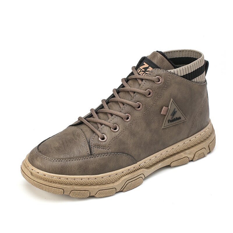 Lcxmnd men's winter popular Plush Martin boots super fiber leather casual shoes: brown / 39