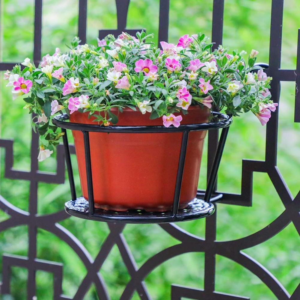 European style wrought iron railing flower pot stand hanging window green planting pot stand balcony plant stand