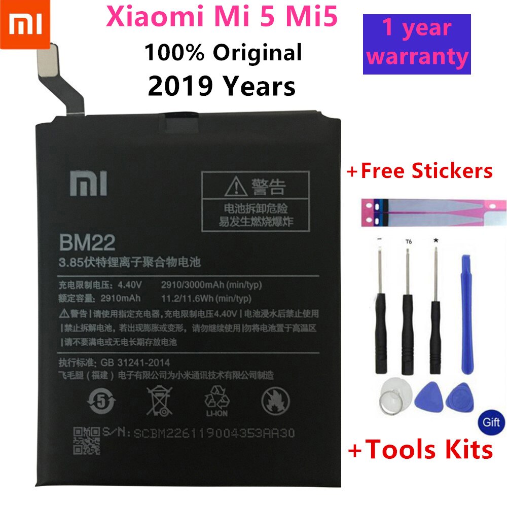 Xiao Mi Original Phone Battery For Xiaomi Redmi Note 4 5 4X 3 Pro 3S 3X 4X Mi 5 4A Note 5A / Pro 5 Plus Replacement batteries: BM22 For Mi5