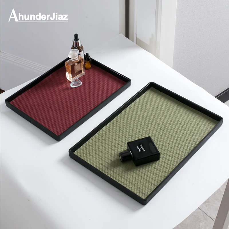 Ahunderjiaz-Ledertablett Ich bin nordischen Stil, rechteckige Aufbewahrung, Teeteller, Wohnzimmer, Schlafzimmer, Schreibtisch, Heimdekoration