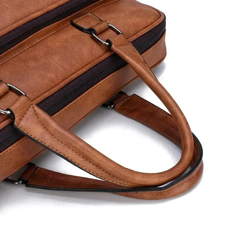 Torba na ramię ze skóry PU o dużej pojemności, przenośna, na co dzień i wodoodporna torba na dokumenty typu crossbody dla mężczyzn, torba na laptopa
