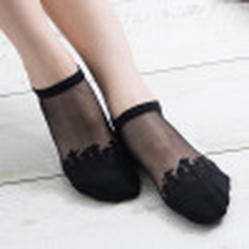 Japanse Harajuku Jacquard Transparant Kristal Zijden Sokken Vrouwen Sokken Dunne Onzichtbare Nylon Boot Sokken