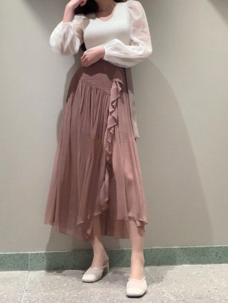 spring Japanese women's irregular plaid slit skirt