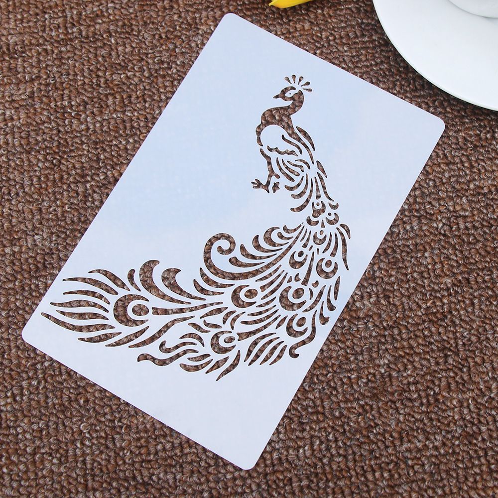 Pochoir réutilisable en forme de fleur, Totem paon, aérographe, peinture artistique, moule à gâteau en Spray, artisanat de décoration, bricolage