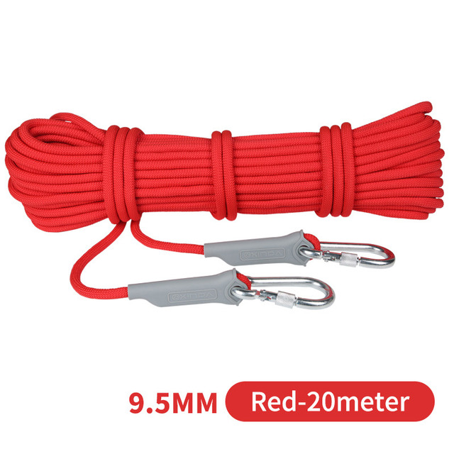 20m Outdoor Klettern Seil 12mm Hohe Festigkeit Klettern Sicherheit Seil Camping Wandern Notfall Überleben Kit: 9.5mm-20meter-Red