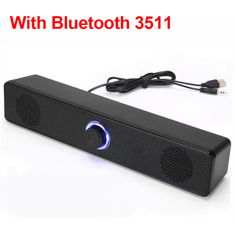 PC-soundbar Bekabelde en draadloze Bluetooth-luidspreker USB-aangedreven soundbar voor tv Pc Laptop Gaming Home Theater Surround Audio-systeem: Black
