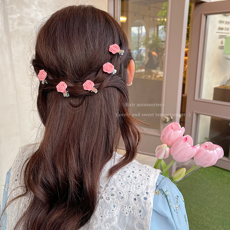 Épingle à cheveux rose douce pour fille, série mignonne, nœud, pêche, camélia, cœur, bord, accessoires pour cheveux, coiffure
