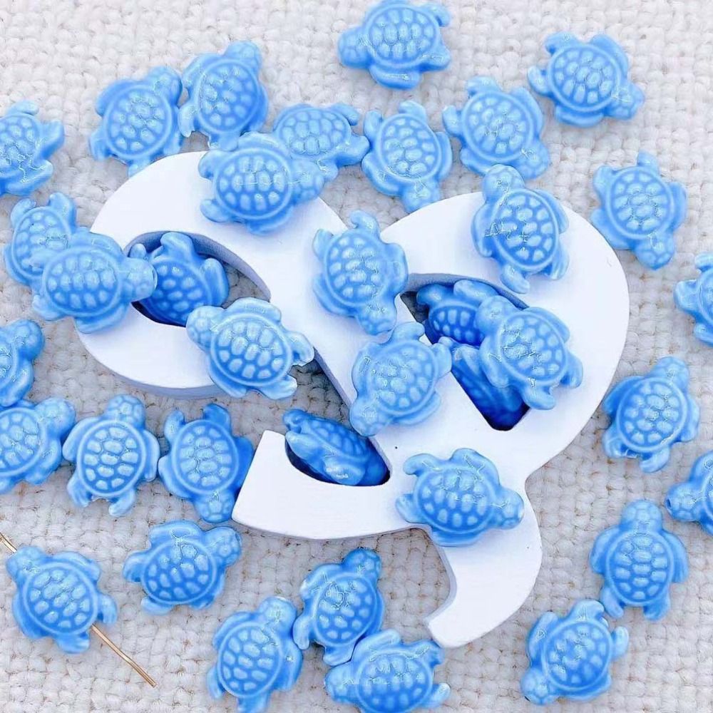Cuentas de tortuga marina hechas a mano, 10 piezas, espaciador de cerámica de , cuentas sueltas, Kit DE FABRICACIÓN de pulseras 3D: Lavanda