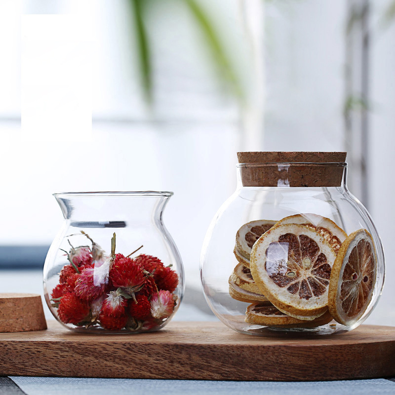 Sealed Glass Jars Borosilicate Heat-resistant Transparent Glass Storage Jars Flower Tea Dried Fruit Nuts Cans