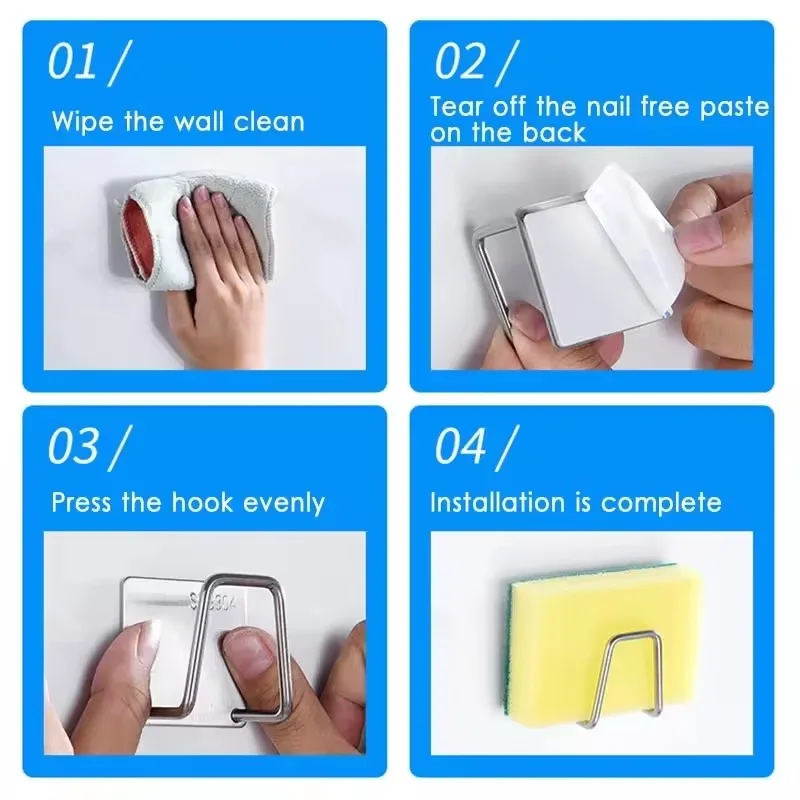 Kitchen Sponge Storages Sink Drain Drying Rack Shelf Toilet Bathroom Sponge Holder Cleaning Sponge Rack Hooks Accessories Tools