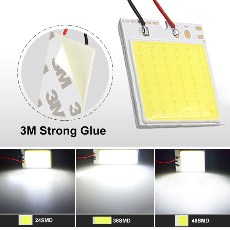 1x t10 w5w led cob pære  c5w c10w cob led festoon 31mm 36mm 39mm 42mm 12v super lyse hvid bil interiør kuppel læselys