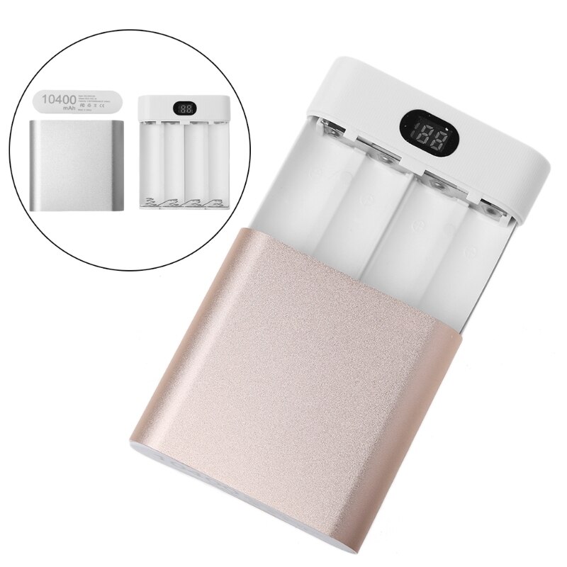 2 USB Ports 4x 18650 DIY Portable Battery Holder LCD Display Power Bank Case Box