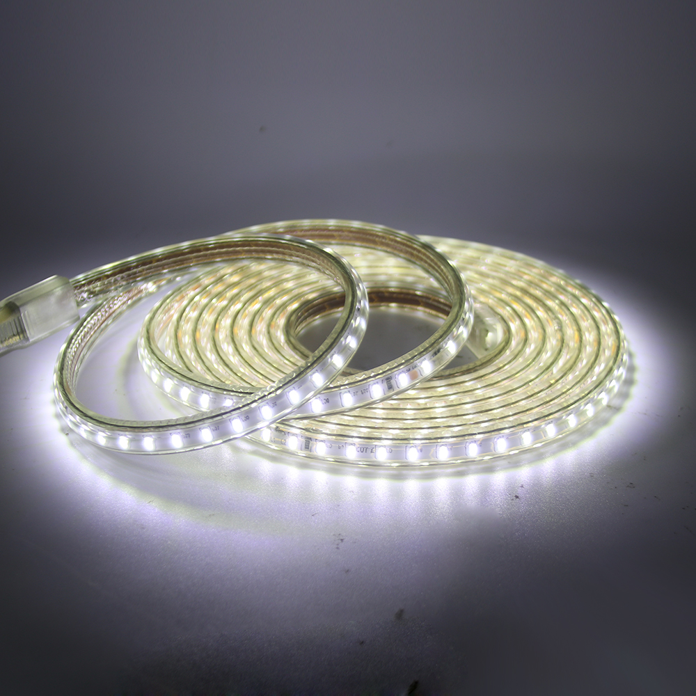 Tira de luces led de 220V, 3014 SMD, 120led/m, cinta de luz flexible impermeable, Blanco cálido, 1m, 5m, 10m, 20m, 25m, 50m, 100m, enchufe de alimentación: Negro / Blanco