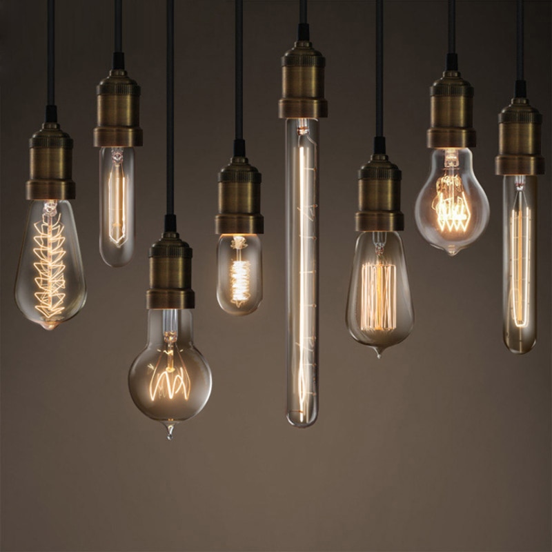 1pc Home Coffee House Study Decorative Lighting G95 Edison Retro Copper Wire E27 Bulb Retro Edison Light Bulb Tools
