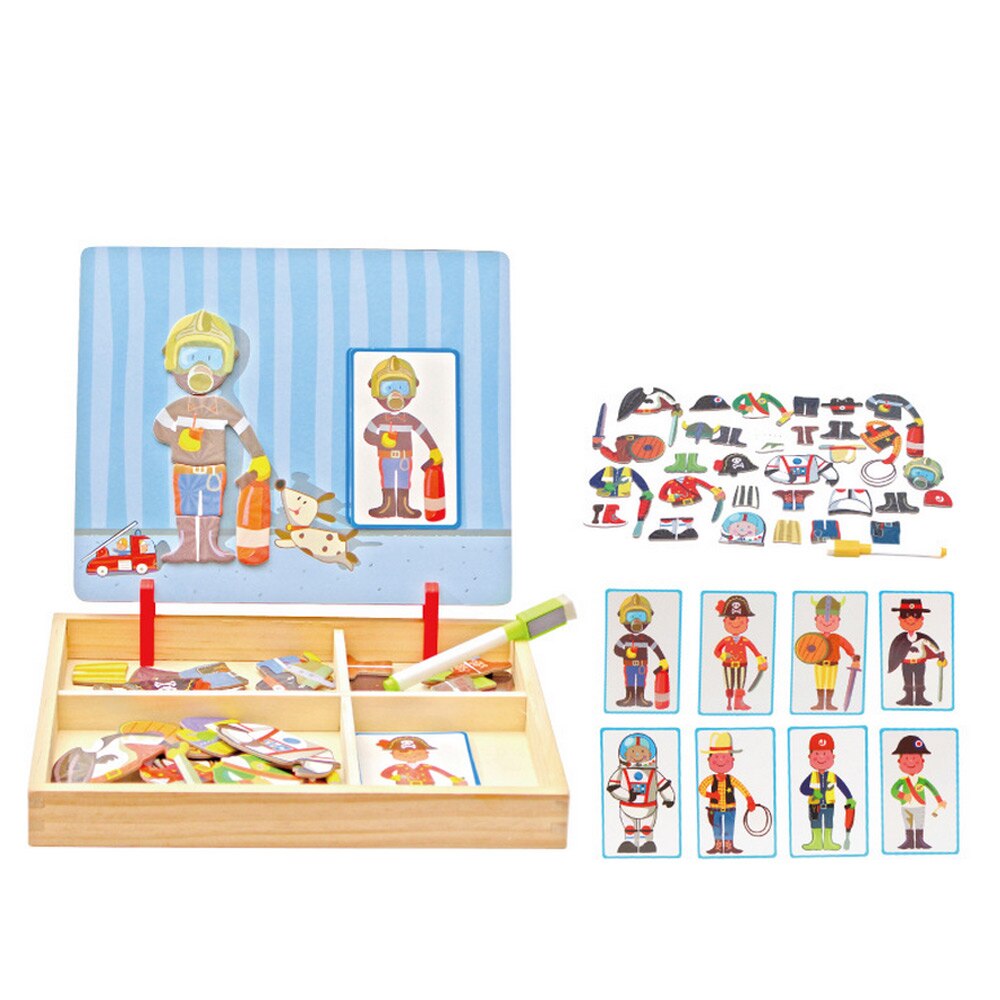 Wooden Toys Magnetic 3D Puzzle for Kids Children Puzzle Toy Wooden Educational Toys Figure/Animals /Circus with Drawing Board: WJ3594F