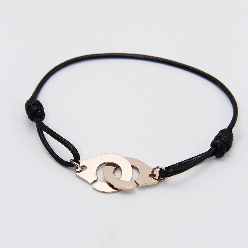 Trendy Handcuffs Rope Bracelets Ladies Bracelets Metal Ornaments Bracelets Accessories Party Jewelry: rosegold