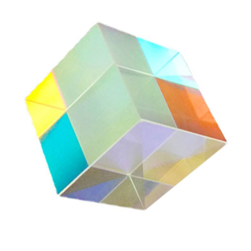 Colorful Combiner Splitter Cross Dichroic Cube RGB Prism Optical Glass Triangular Prism for Teaching Light Spectrum Physics 20mm
