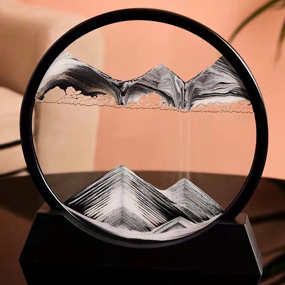 3D Glass Sandscape Hourglass In Motion Moving Sand Frame Art Painting Picture Display Flowing Hourglass Sand Timer: C