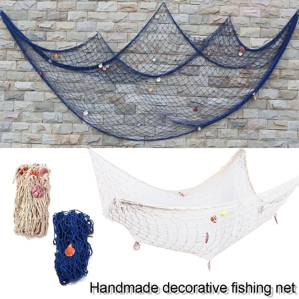 1Pc Boho Stijl Opknoping Nautische Visnet Schelpen Seaside Katoenen Draad Visnet Home Decor Party Ornement Ambachten