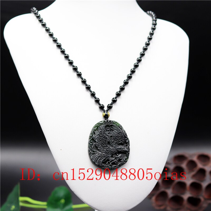 Colgante de plata de primera ley con forma de águila de Jade para mujer, collar, colgante, plata esterlina, Gema Natural, color verde, obsidiana, para mujer