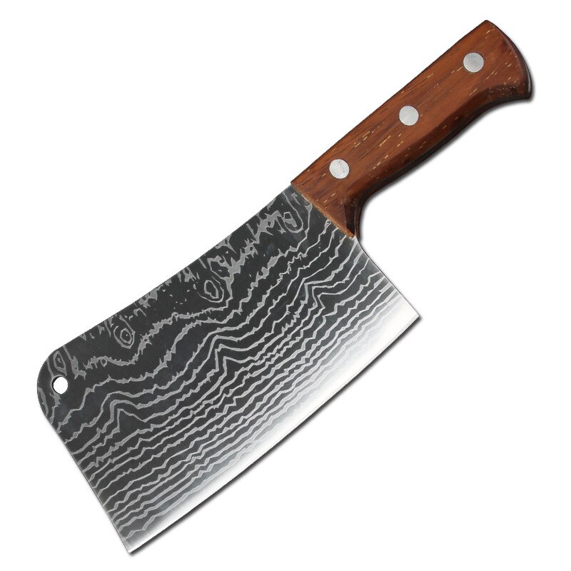 Kinesiska huggknivar stor benskärare kökskniv hög hårdhet rostfria köksknivar smidda huggkniv kockverktyg: Mönsterblad