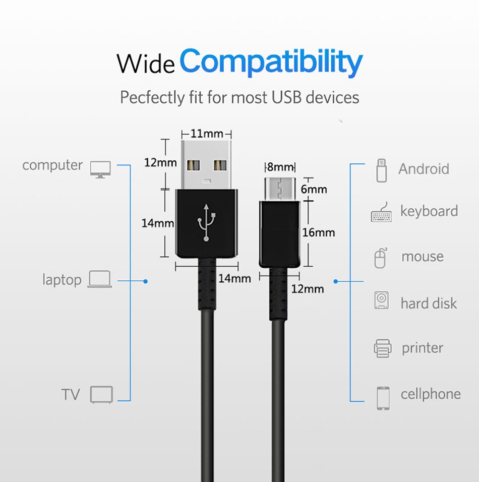 Chargeur rapide de cordon de données de câble d'usb C pour Xiaomi Mi 9T Sony Xperia L1 L2 XZ XZ1 XZ2 Premium X Compact XA1 Plus XA2 Ultra