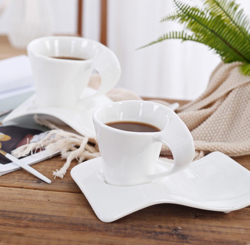 70-160ml criativo cerâmica xícara de café conjunto de copos de chá e pires caneca de leite kit com colher presente de casamento copo de água conjunto