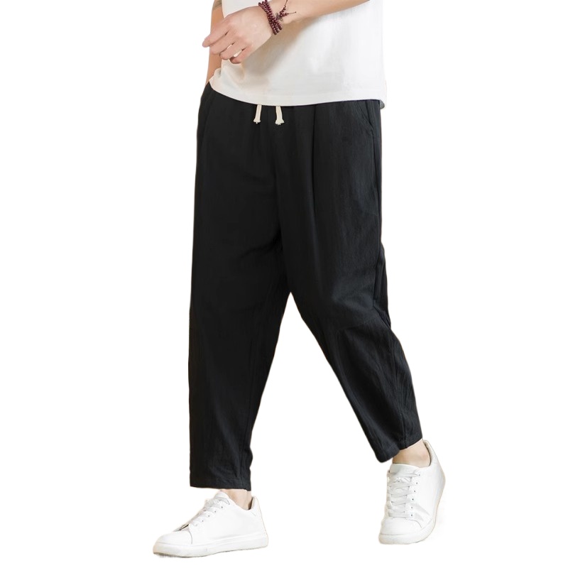 Neue männer Leinen Leichte Jogginghose Baumwolle Einfarbig Atmungs Jogger Männer ausgebeult Hosen Streetwear Lange Hosen Männer: 4XL / Himmel Blau