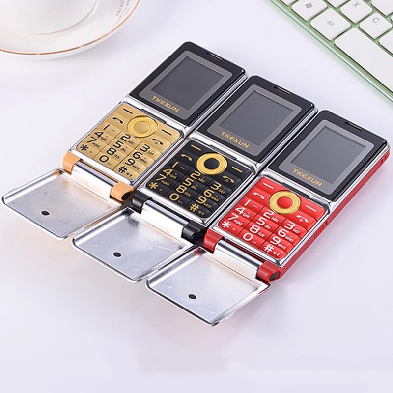 MAFAM Unlock Flip Metal Mobile Phone One Key Dual Torch FM Bluetooth SOS Speed Dial Old Man Senior Cell Phone Dual Torch P094