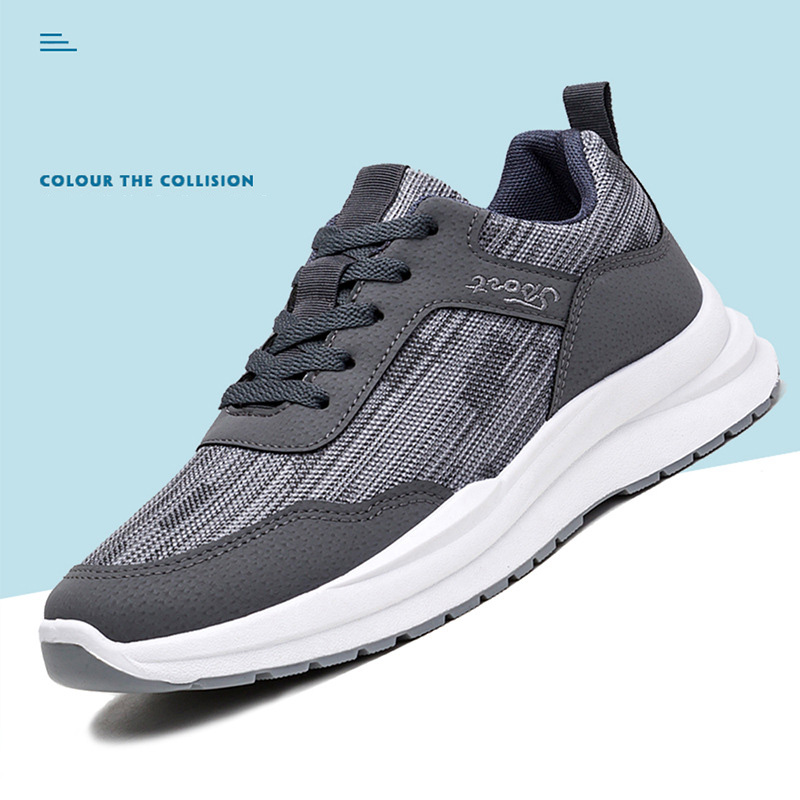 2022 Sports Shoes Running Shoes All-match Casual Shoes Light Breathable Men's Shoes Soft Bottom Lace Up Sneakers: grey / 43