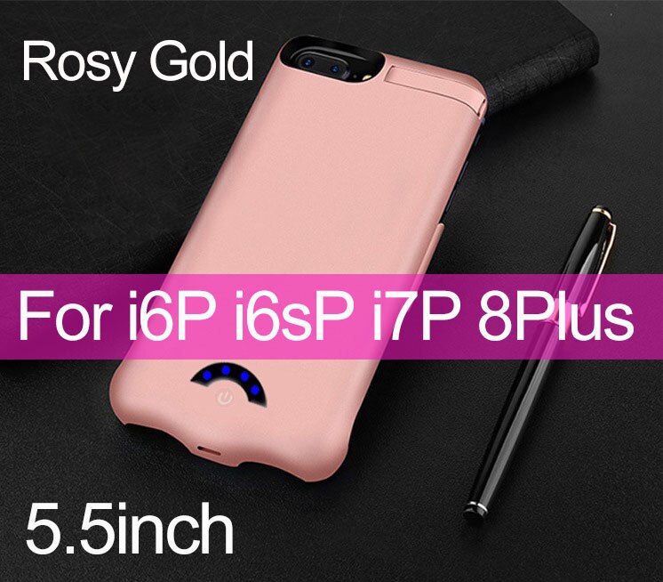 10000mAh Battery Case For iPhone 6 6S 7 8 External Battery Charger Case For iPhone 6P 6SP 7P 8 Plus Power Bank Charging Case: 5.5 Rosy Gold