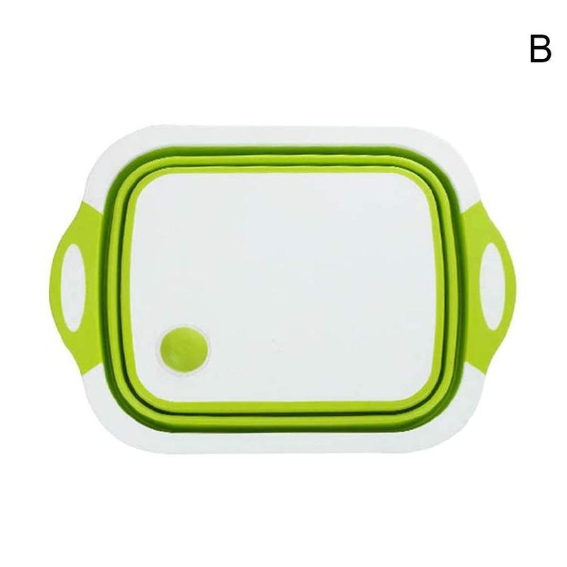 Multifunction Collapsible Cutting Board Dish Tub 3 Basins supplies Drain Outdoor Basket Kitchen 1 Camp Sink Folding Portabl C1U8: green