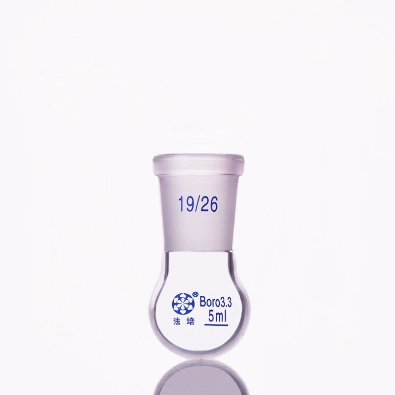 Matraz de fondo redondo de boca estándar simple, capacidad de 5ml y articulación 19/26, matraz redondo de cuello único