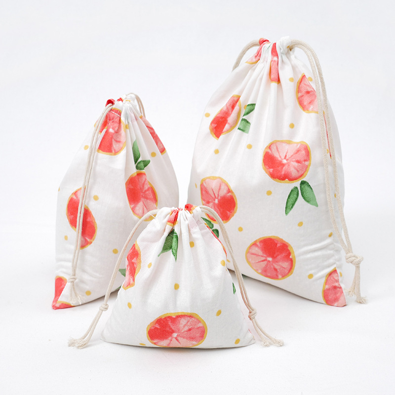 Bolsa con cordón y estampado de estilo conciso en 3 tamaños, bolsa con bolsillo para guardar pomelo, de frutas, bolsa estilo granja, bolsas de tela