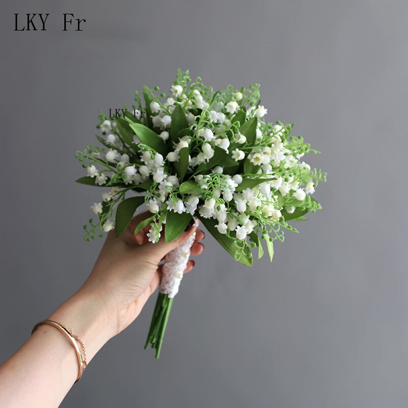 LKY Fr bukiet ślubny dla akcesoria dla panny młodej kantedeskia dla nowożeńców druhny bukiet biały lilia z tworzywa sztucznego Dolina dekoracja ślubna: mały Bouquet