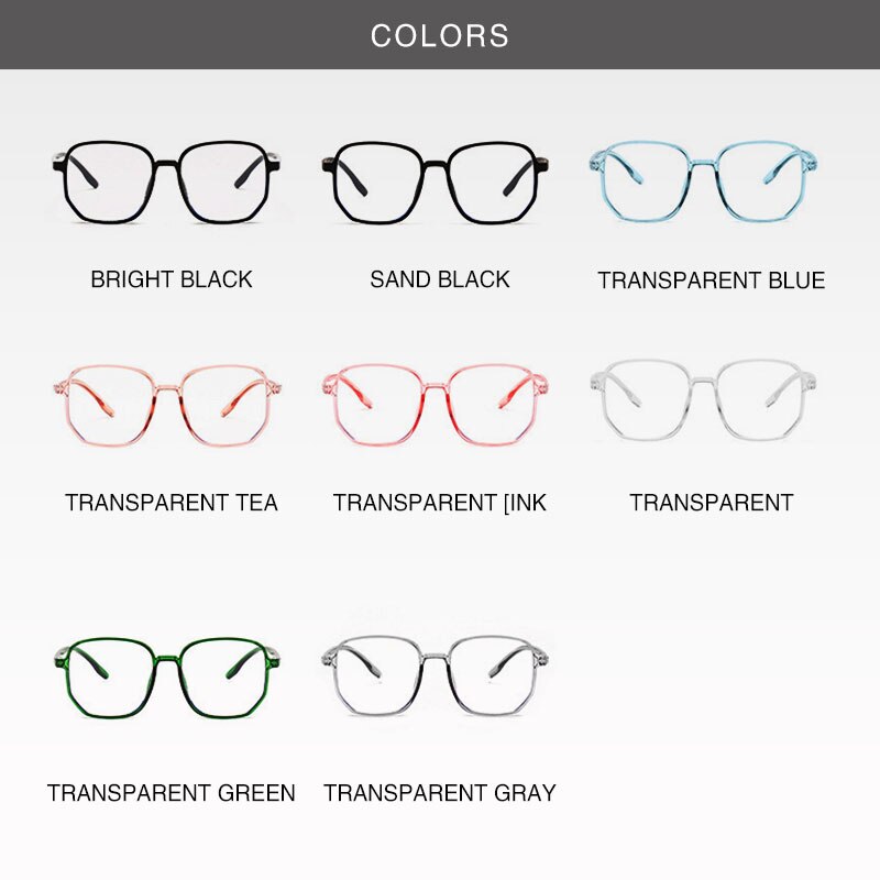 Black Frame Female Men's Optical Glasses Oversized Square Anti-blue Light Computer Glasses Frame Unisex