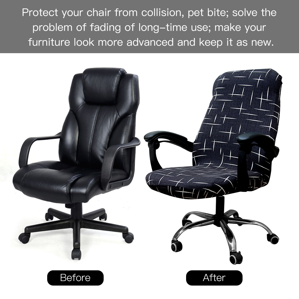 Housse de chaise d'ordinateur élastique extensible universelle couverture de chaise de bureau imprimée Spandex pour le dos et la Base de chaise de bureau d'étude à la maison