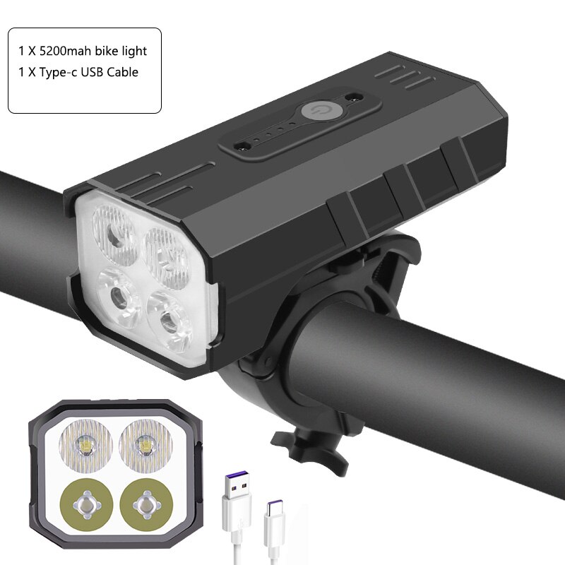 Fiets Licht 3000 Lumen 5200Mah Fiets Koplamp Power Bank Zaklamp Stuur TYPE-C Usb Opladen Mtb Road Fietsen Hoogtepunt: Only light