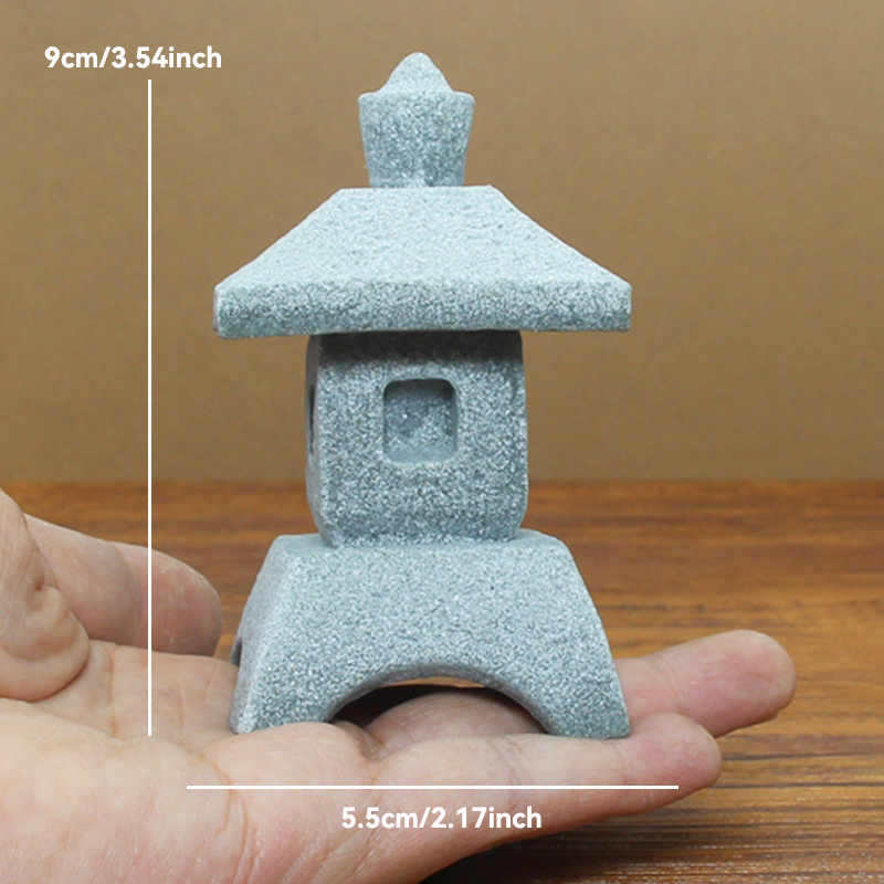 Torre de piedra de arena en miniatura Zen Vintage, adornos de pabellón, figuras de farol, bonsái de jardín japonés, decoración del hogar