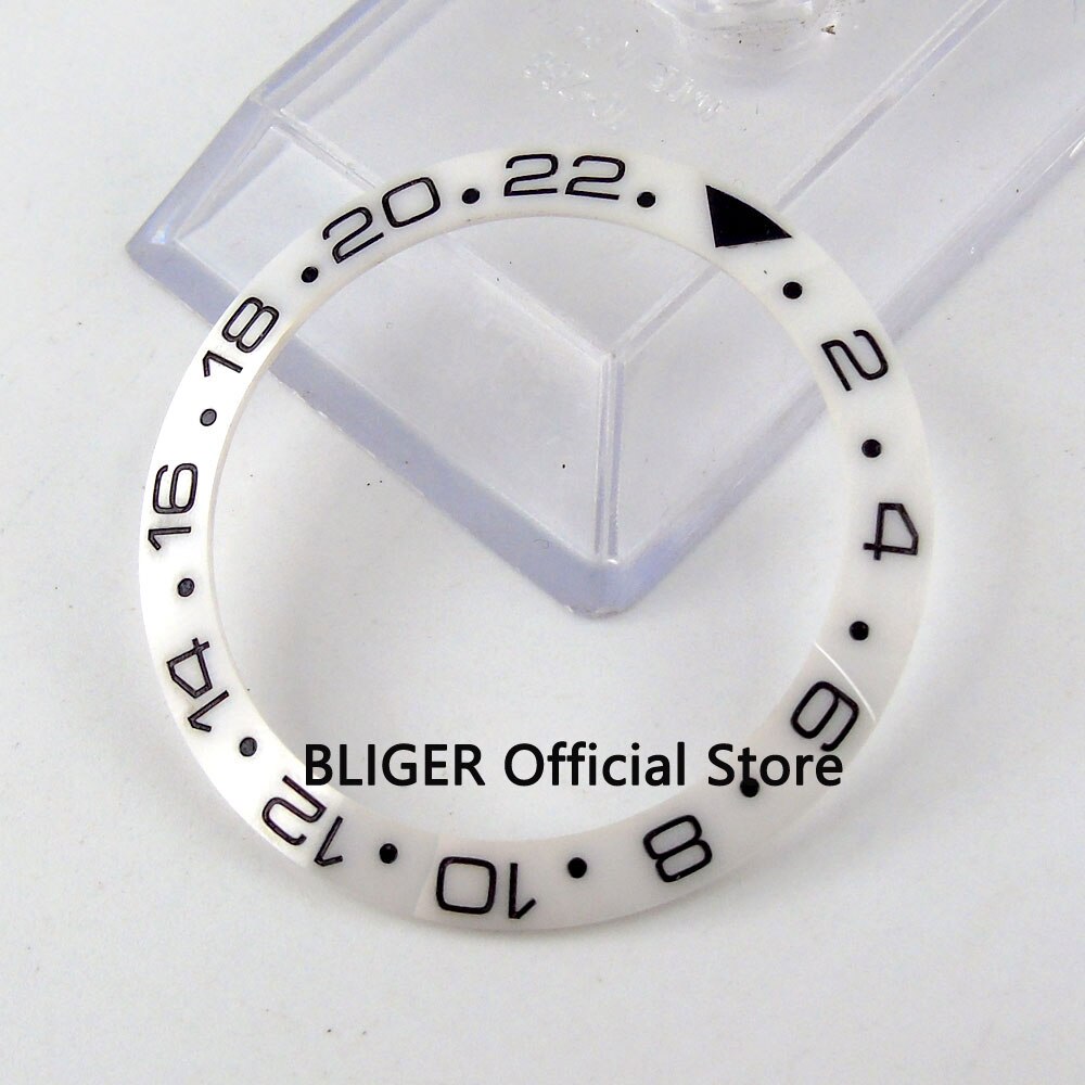 38mm zwart marks met witte keramische bezel fit 40mm horloge case automatic horloge bezel BB17