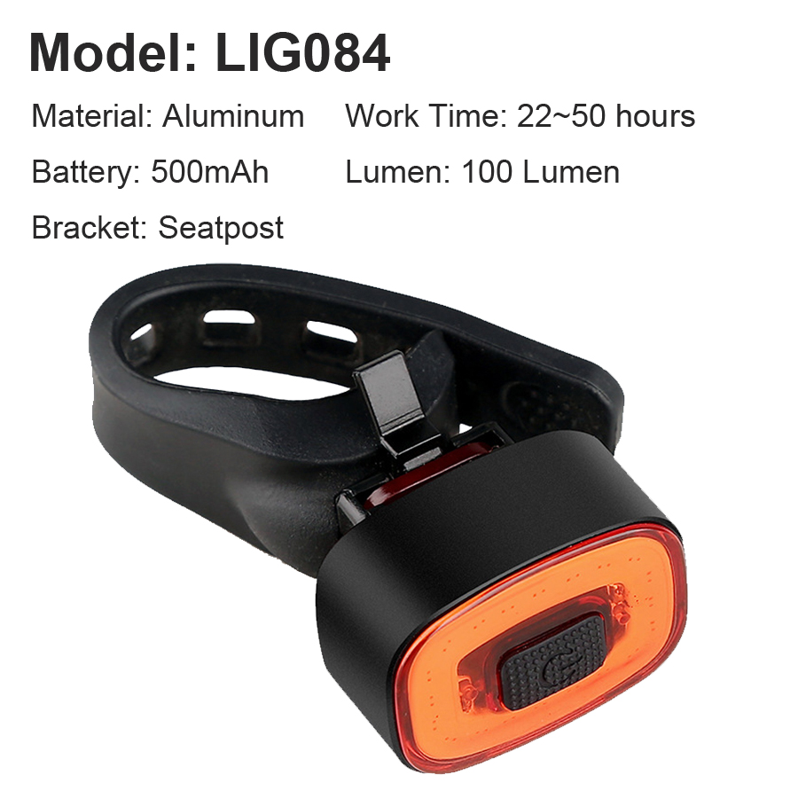 Newboler Smart Fiets Achterlicht Auto Start/Stop Brake Sensing IPx6 Waterdichte Usb Charge Fietsen Tail Achterlicht Fiets Led licht: LIG084 Seatpost