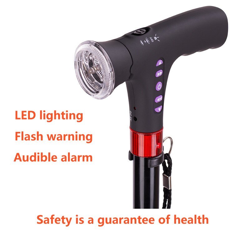 Intelligent electronic walking stick walker aluminum alloy T straight handle with light telescopic anti-skid cane