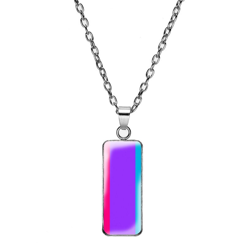 Lgbt Gay Pride Flags Necklace they Theirs Pronouns Rainbow Pride Flag Necklaces Pendant Art Print Rectangular Jewelry лгбт: Style 3