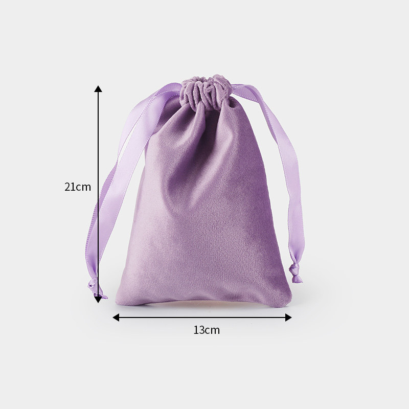 10 Pcs/Lot Christams Package Flannel Bags with Satin Drawstring Wedding Party Soft Fabric Velvet Pouch Dustbag: purple 13x21cm