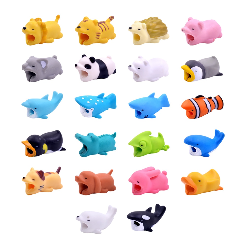 CHIPAL Cute Bites Animal Cable Protector for iPhone USB Charger Cable Organizer Cartoon Wire Winder Bite Chompers Phone Holder