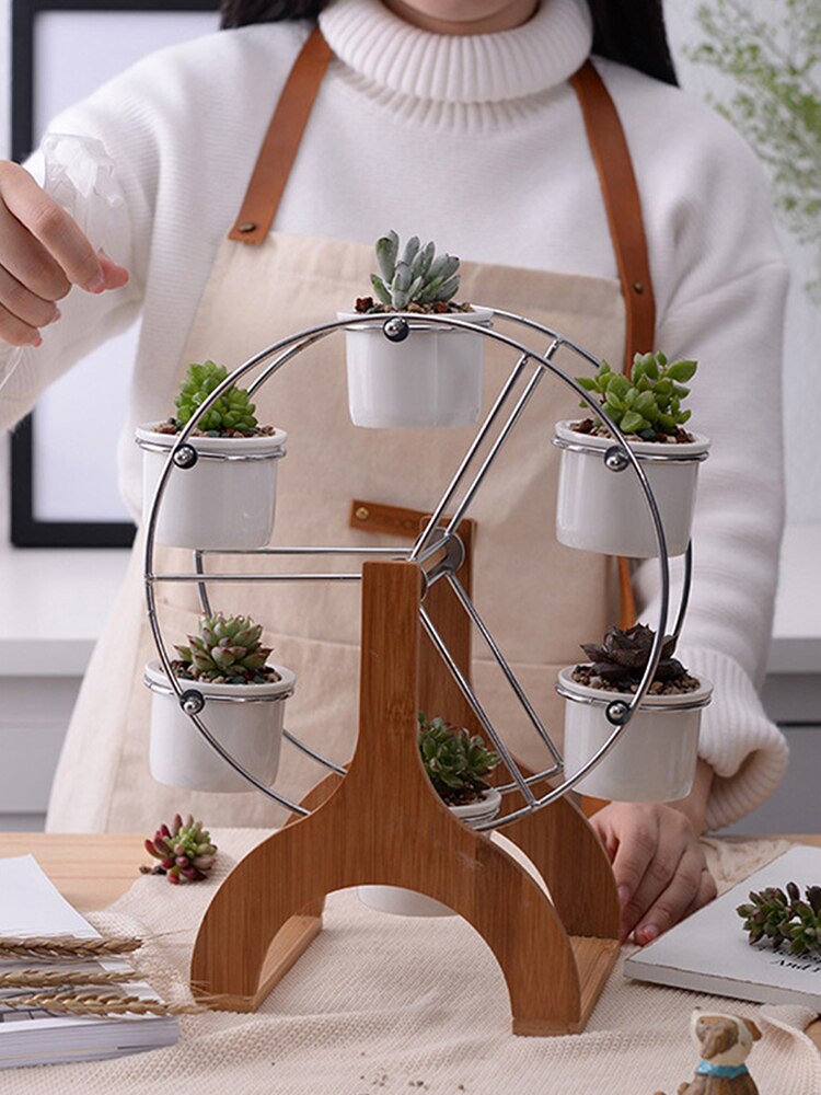 Soporte de plantas, Noria nórdica moderna, combinación de macetas suculentas, suministros de jardinería, jarrón de cerámica