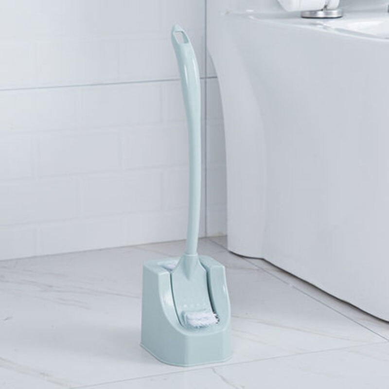Toiletskål børste sæt silikone toiletbørste toilet rengøring børste sæt opgraderet moderne med bløde børstehår badeværelse: Blå